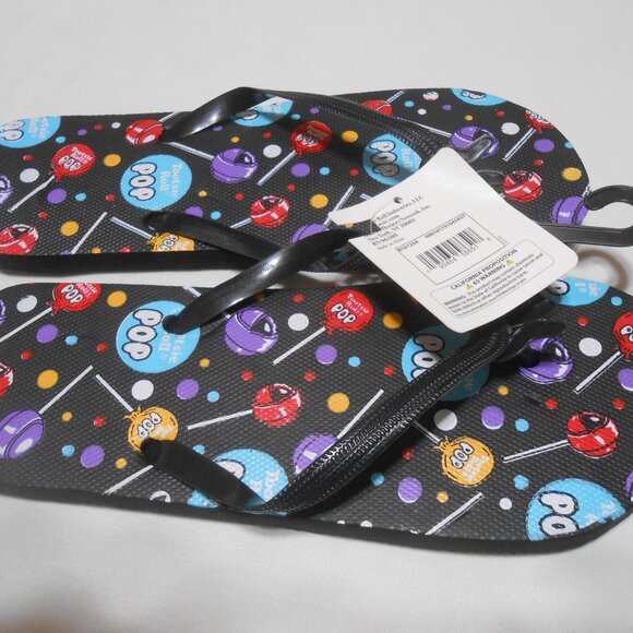 NEW Women's Flipflops Sandals Shoes size S 5/6 Tootsie Pops Design Blk Tops 👩 - Picture 2 of 9